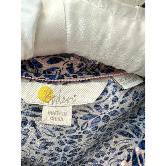BODEN | Blue Floral Leaf Print Long Sleeve Button Down Blouse | Size 16 - Picture 5 of 6